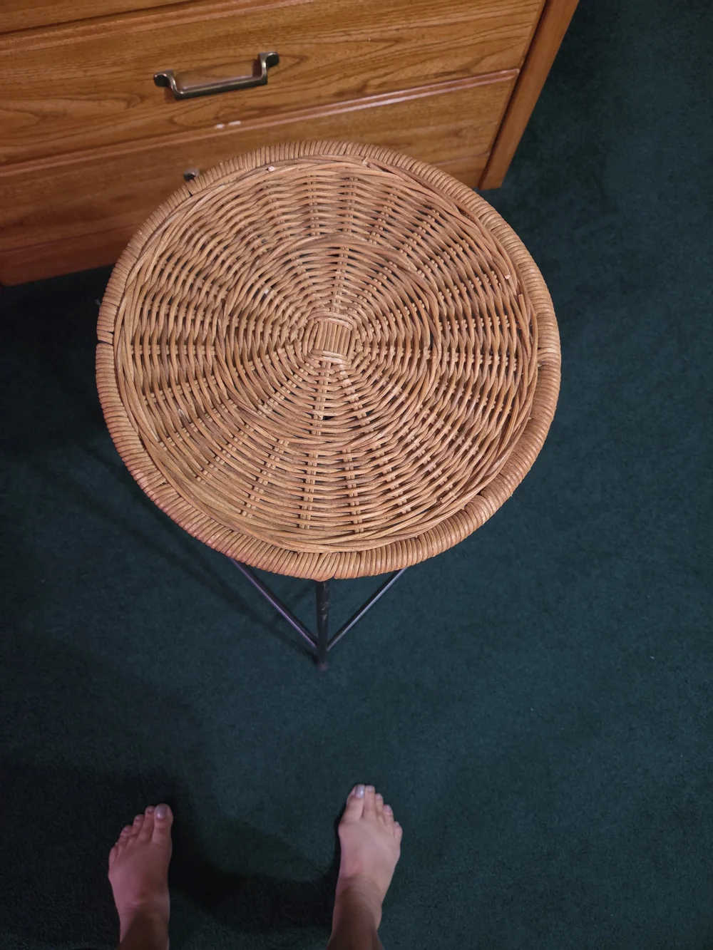 Woven Rattan Accent Stool - Brown